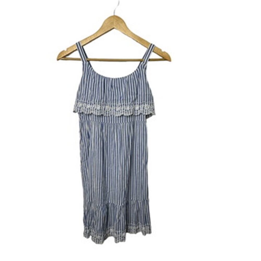Old Navy Blue & White Embroidered Ruffle-Tiered Sundress Girl's Large 10-12 NEW